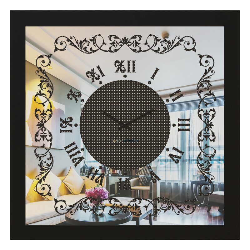 Rhinestone Square Wood Wall Clock, 60cm  H x 60cm W