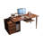Modern Minimalist Brown Solid Wood Office Desk, Extendable Home Desk With Side Cabinet-412872901