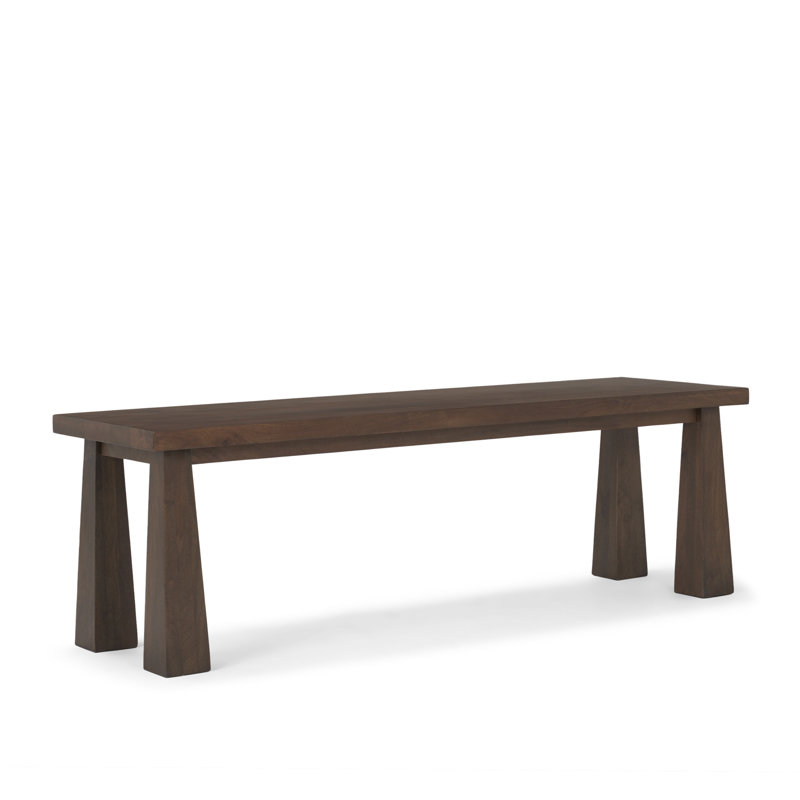Kendrich Rectangular Dark Brown Solid Wood Bench