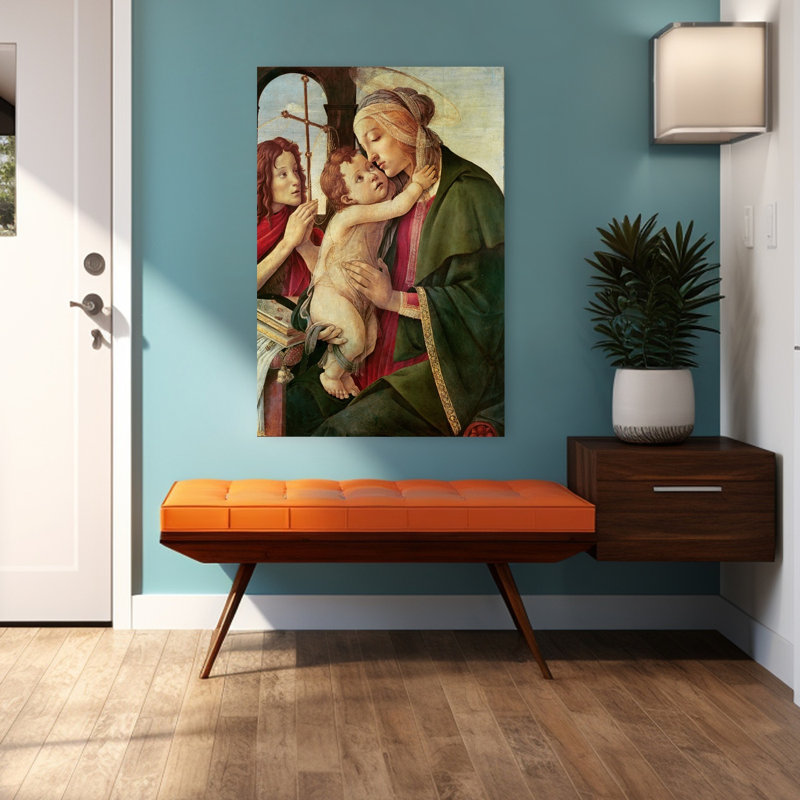 Vierge à l'Enfant avec saint Jean-Baptiste - Affiche murale contemporaine abstraite, H 48 po x l 32 po