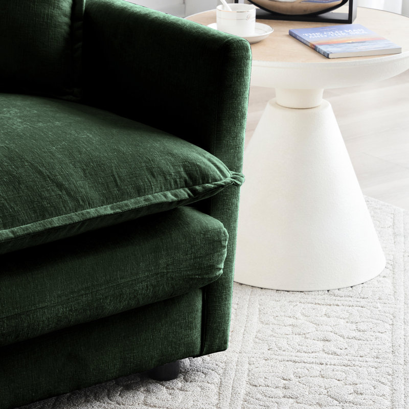 Chenille 2 pour salon, garnie de 4 coussins, structure en bois stable, tissu, canapé confortable pour la maison, construction, matériau, assise confortable