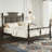 Wood Frame Four Poster Platform Bed with Crown-like Headboard-270865187-270865186