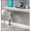 Table de canapé Glam Contemporary 1Pc avec plateau en verre blanc et structure en métal argenté pour le salon