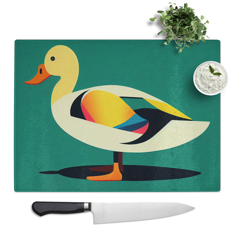 Dreamy Duck Abstract  Glass Chopping Board