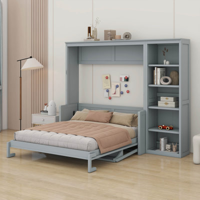 Lit escamotable avec bureau et bibliothèque Murphy - lit mural pliable, mobilier peu encombrant