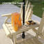 Banc de jardin avec table, trou pour parasol, banc extérieur 2 places en forme de roue de chariot