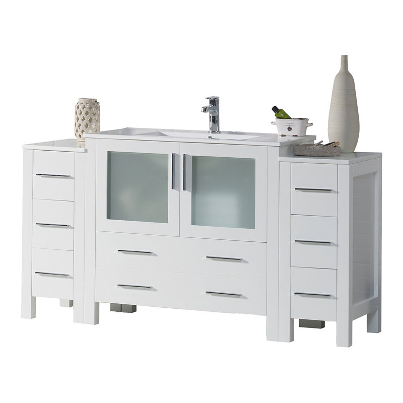 Meuble-lavabo simple 60 po avec lavabo, Blanc