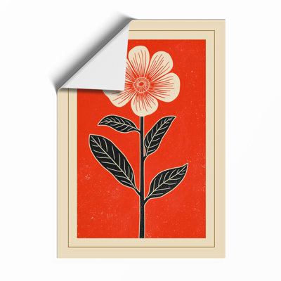 Pink Bloom on Red Botanical - Framed Print