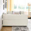 Grand lit tapissier avec lit gigogne et 2 tiroirs de rangement, tissu bouclé beige, 88 po x 65,5 po x 29,5 po, rayures verticales, mousse douce pour le confort, rangement facile pour le flux de travail, matériau,