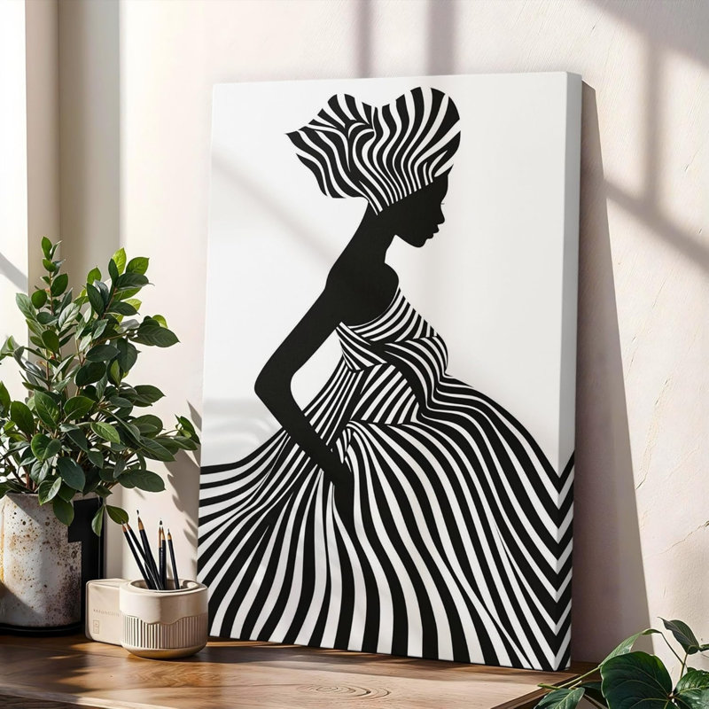 Décoration murale 12 po x 18 po à rayures noires et blanches