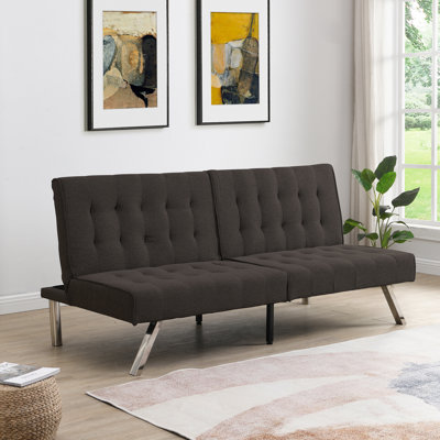 Versatile Wooden And Stainless Futon Sofa Bed For Relaxation And Space Optimization