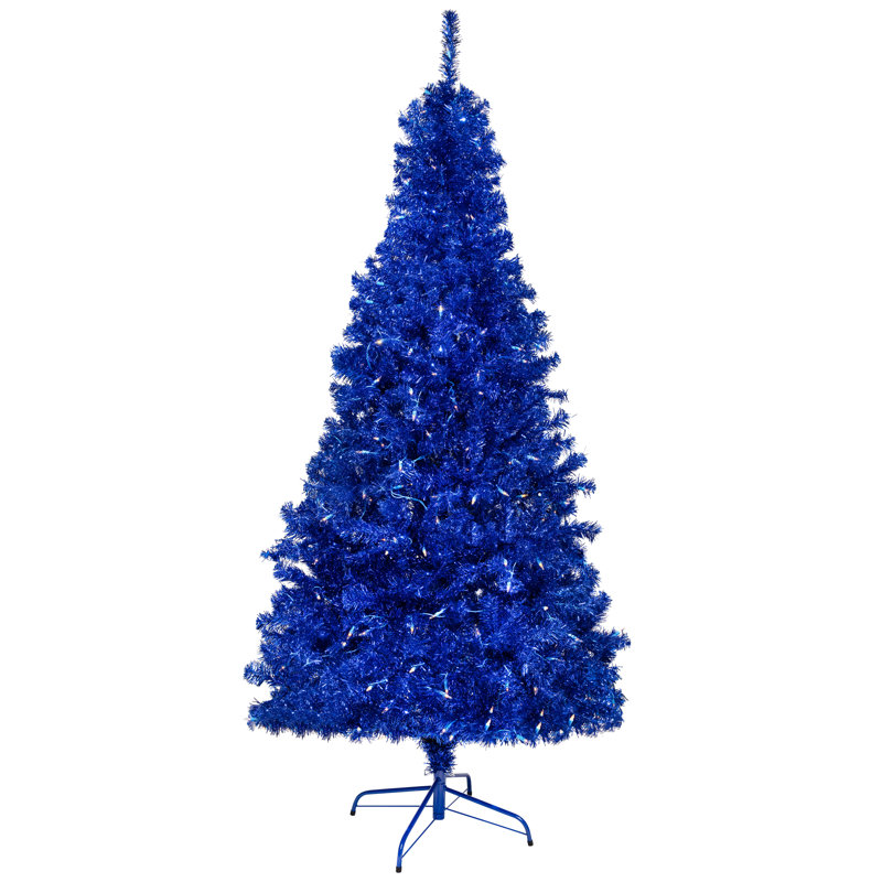 Arbre de Noël artificiel pré-éclairé - bleu, 7', Illuminée