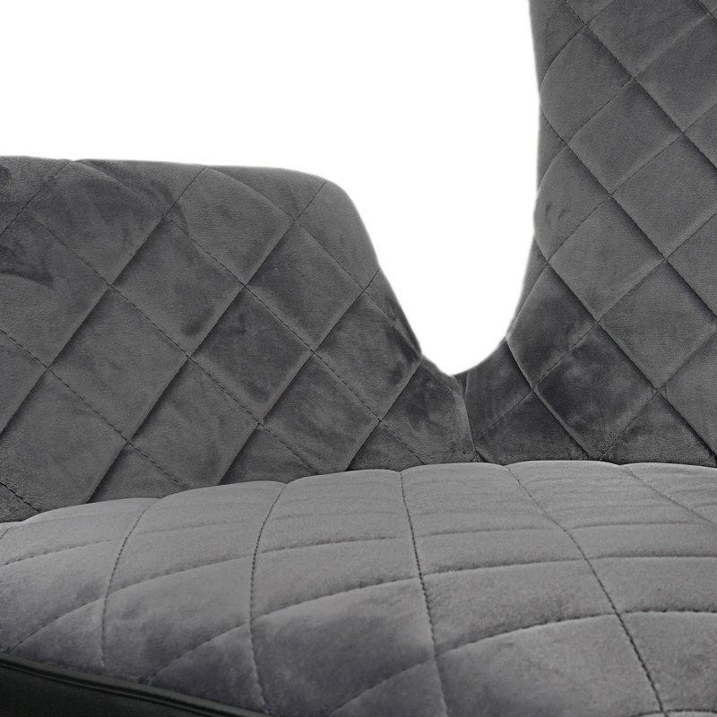 Fauteuil à oreilles Javarion en velours gris foncé