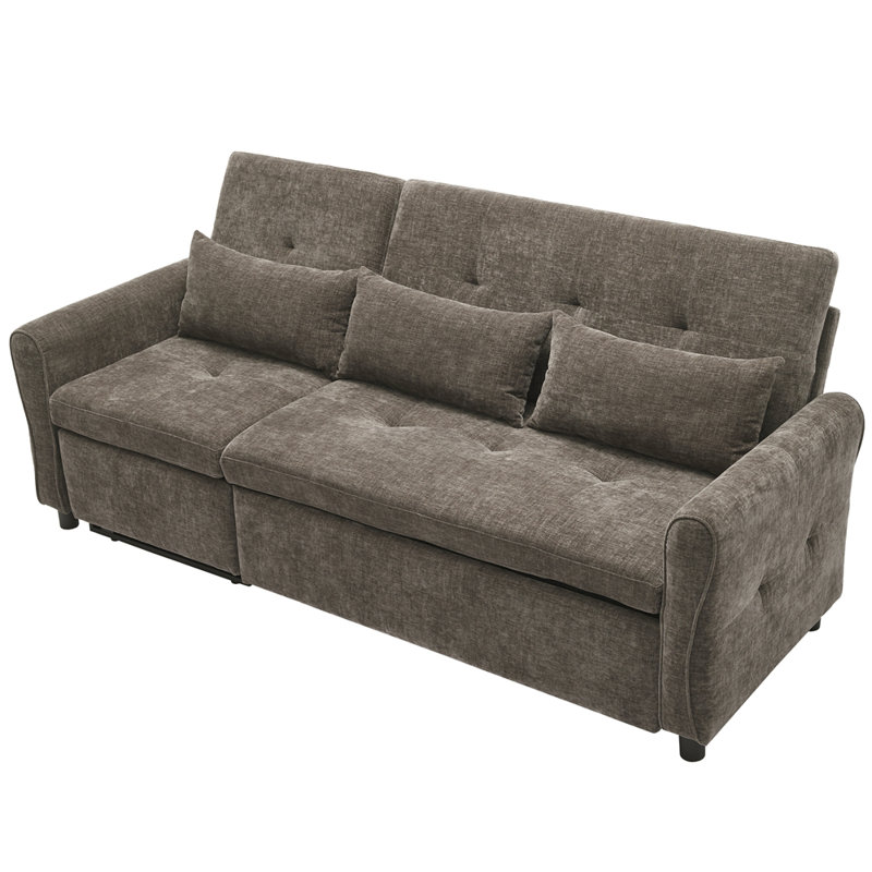 Contemporary Style 2-in-1 Sofa 82" Three-seater Sofa with a Sofa Bed and a Reversible Recliner Sofa for Living Room
