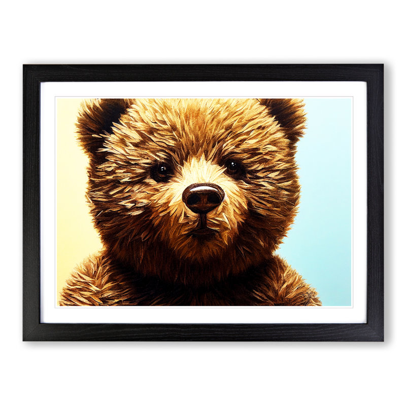 Wondrous Teddy Bear - Single Picture Frame Painting, Black, 25cm H x 34cm W x 2cm D