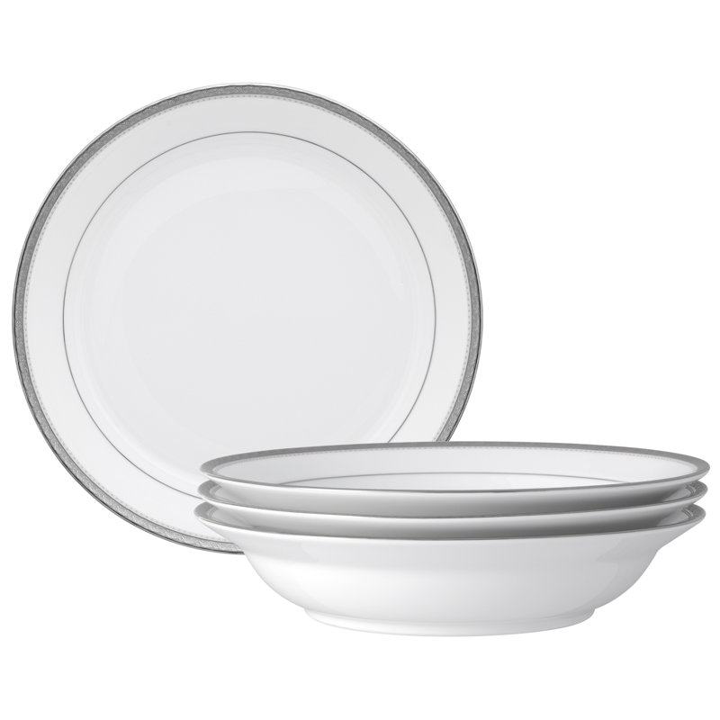 Ensemble de 4 bols Noritake Charlotta Platinum, 10 po, 25 oz, Platine