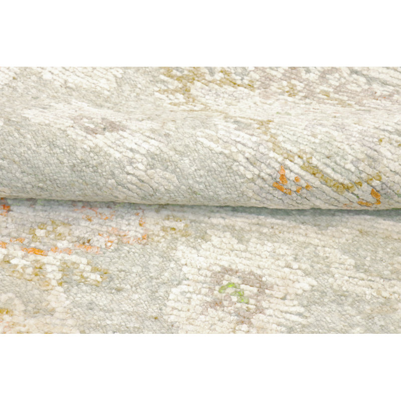 Tapis vert en laine noué à la main Oushak
