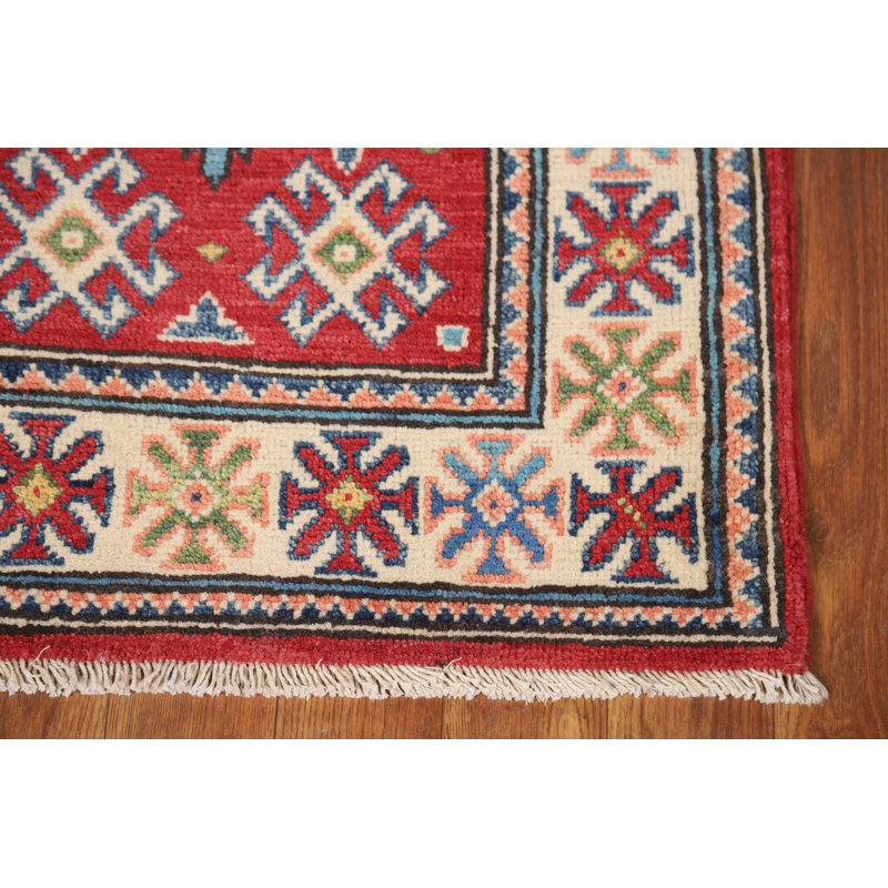 Tapis décoratif rouge Kazak 2 x 3