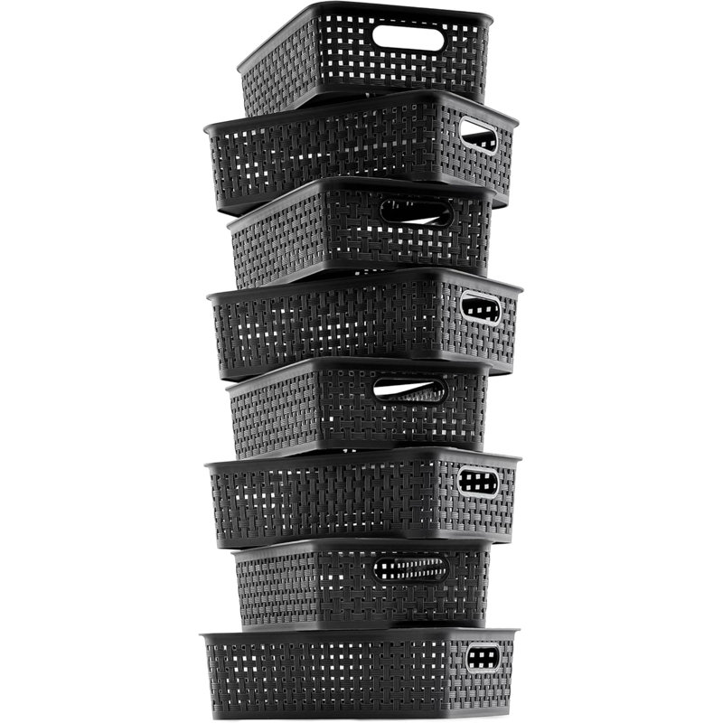 Paniers de rangement en plastique - Rangement pour petits garde-manger et bacs de rangement - Organisateurs ménagers pour la salle de lavage, les salles de bain, les cuisines, les armoires, les comptoirs, sous l'évier ou sur les tablettes