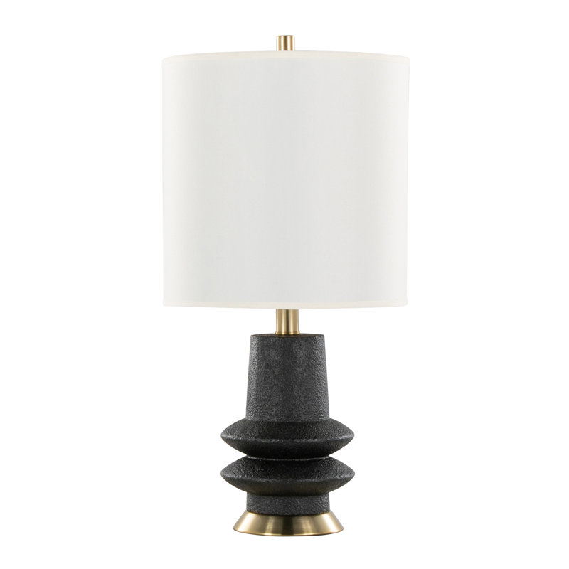 Lloyd 26" Contemporary Table Lamp, Modern White Linen Shade from Grandview Gallery by LumiSource - Set of 2, Black
