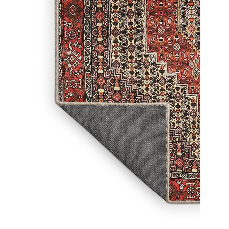 Tapis traditionnel rouge / beige, Rectangle 5 pi x 7 pi