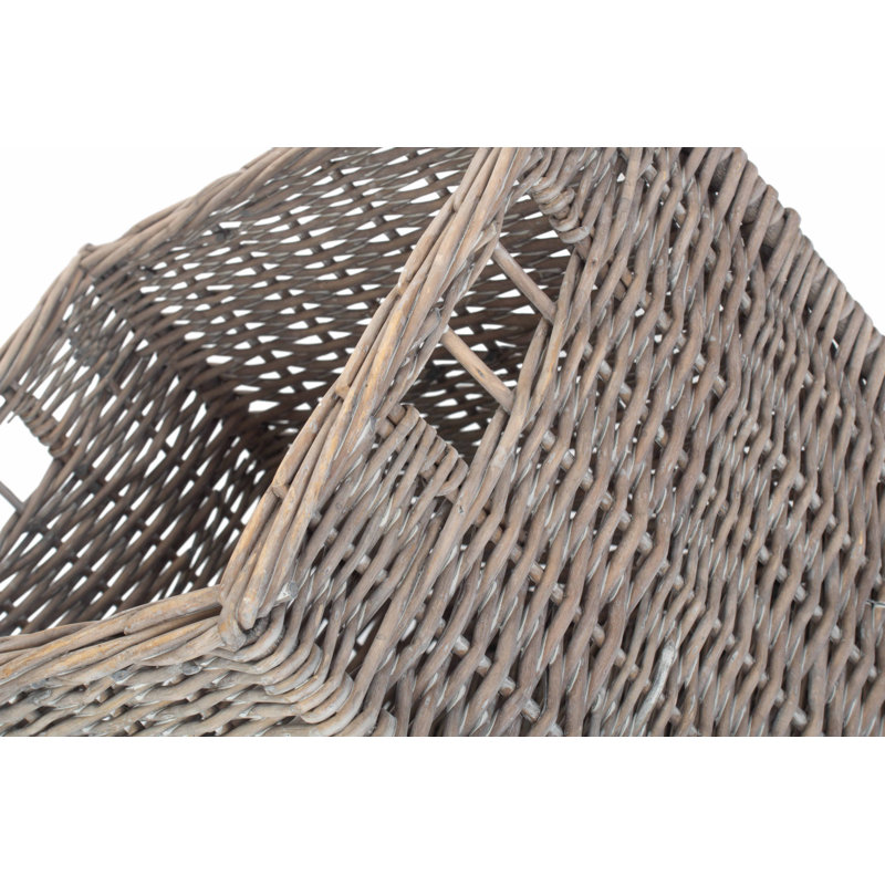 Wicker Storage Basket Tidy, Grey Wash, 31cm H x 36cm W x 31cm D