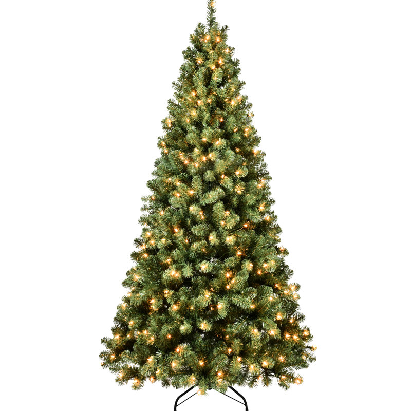 Arbre de Noël artificiel 5 pi avec 200 lumières Ul chaud, 551 pointes de branches épaisses, dépliage automatique et support stable