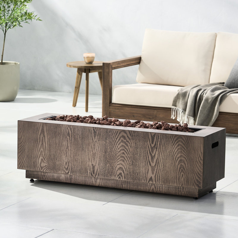 Foyer rectangulaire 50 000 po, fer extérieur 48 po, bois brun, thème sans assemblage, requis
