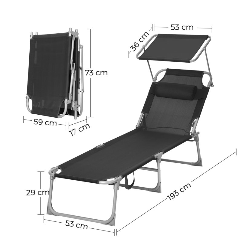 Salerna 193cm Long Single Chaise, Black