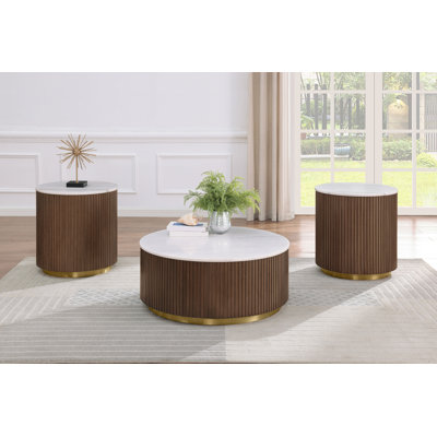 Vytautas Round Marble Coffee Table Set