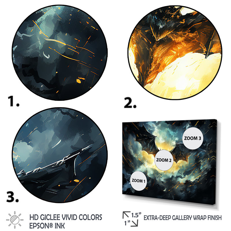 «Blue Watercolor Night Bat Charm I - Animal Bat», art mural, Cadre flottant noir, H 12 po x l 20 po x P 1 po