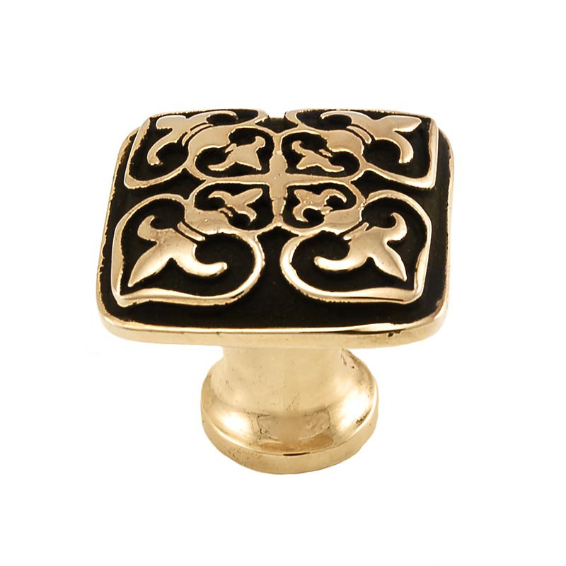 Fleur de Lis 1.25" Square Knob, Antique Gold