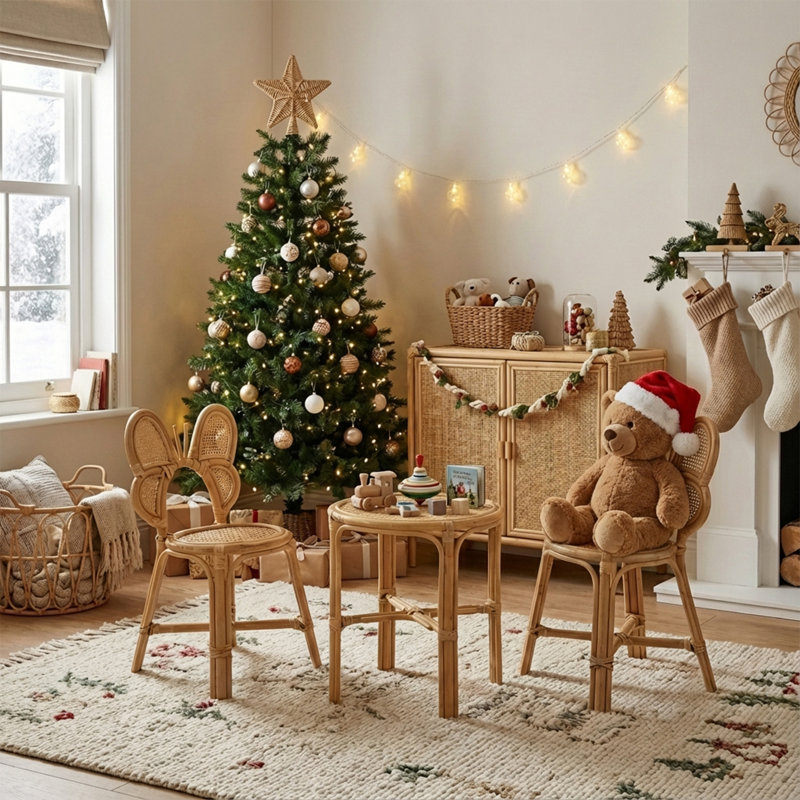 Rattan Kids Table Sets, 3 Pieces: Table, 2 Chairs