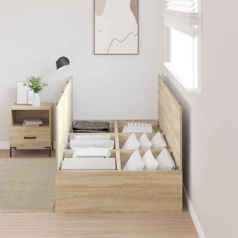 Storage Bed Frame, Sonoma Oak, 80 x 200 cm