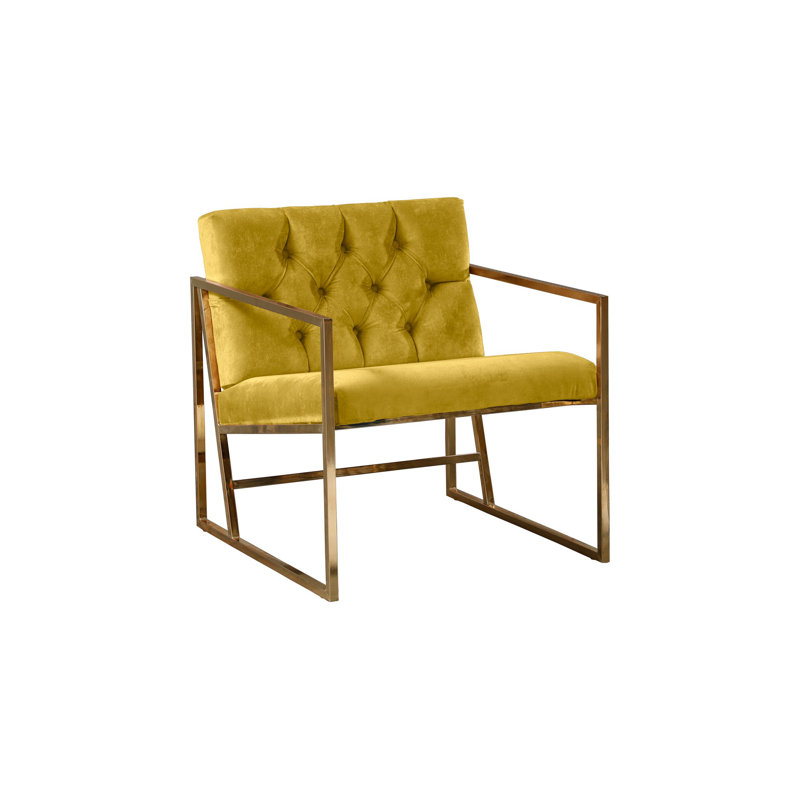 Bina Upholstered Wingback Chair, Yellow, Gold