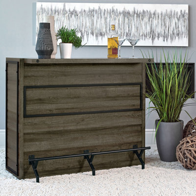 Garrison Aged Oak 5-Shelf Wood Home Bar Wine Cabinet by 17 Stories