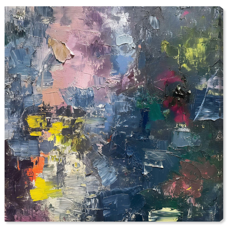 Art mural abstrait parsemé de couleurs pastel, H 12 po x l 12 po, Toile tendue
