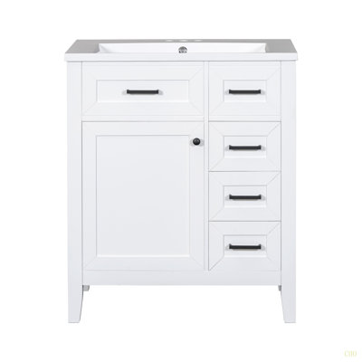 30" Bathroom Vanity With Sink Combo,  Bathroom Cabinet With Drawers, Solid Frame And MDF Board