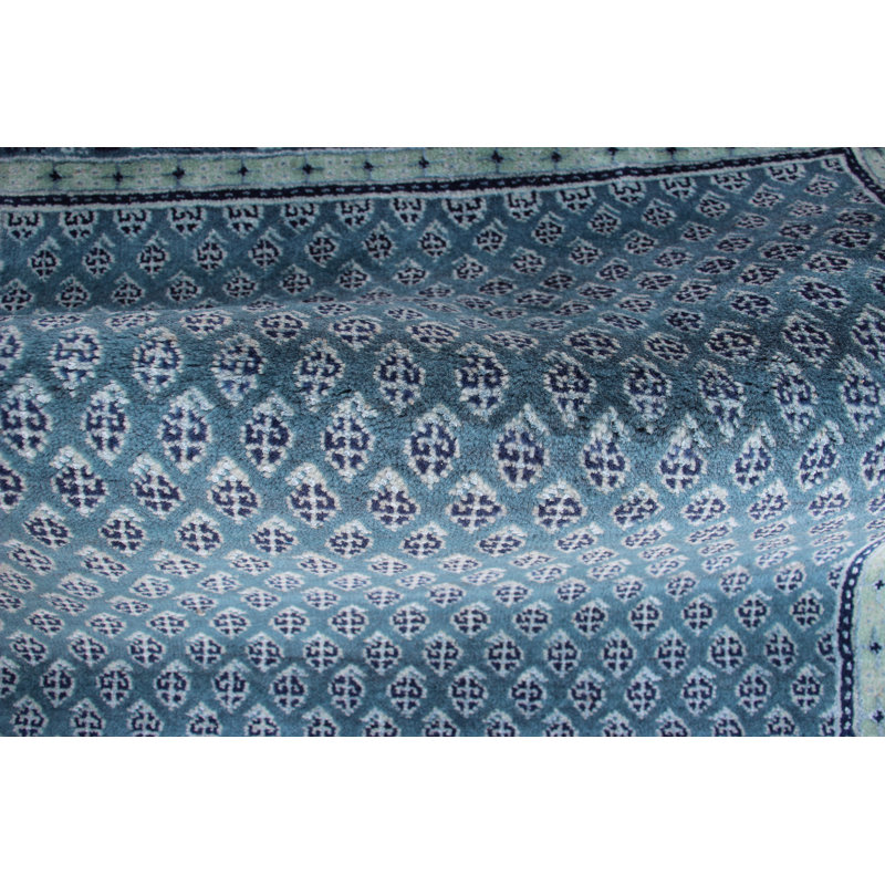 Hand-Knotted High-Quality Light Blue Area Rug, Rectangle 2'11" x 5'2"