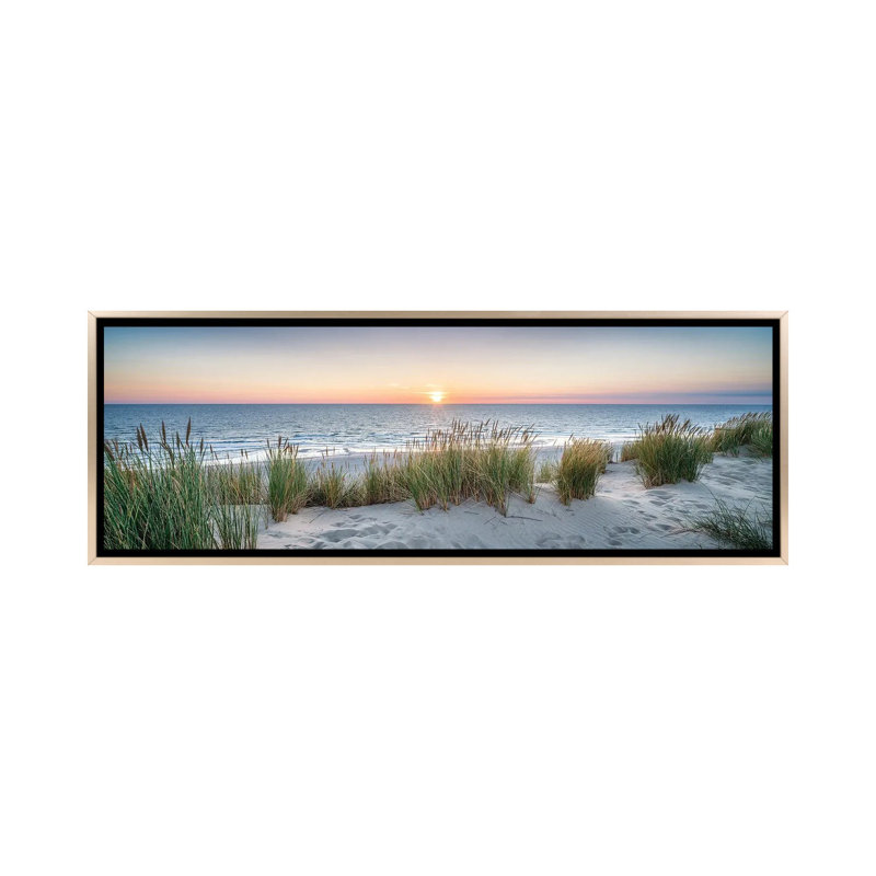«Dune Beach Panorama At Sunset» par Jan Becke, reproduction encadrée sur toile, Toile avec cadre flottant, H 20 po x l 60 po