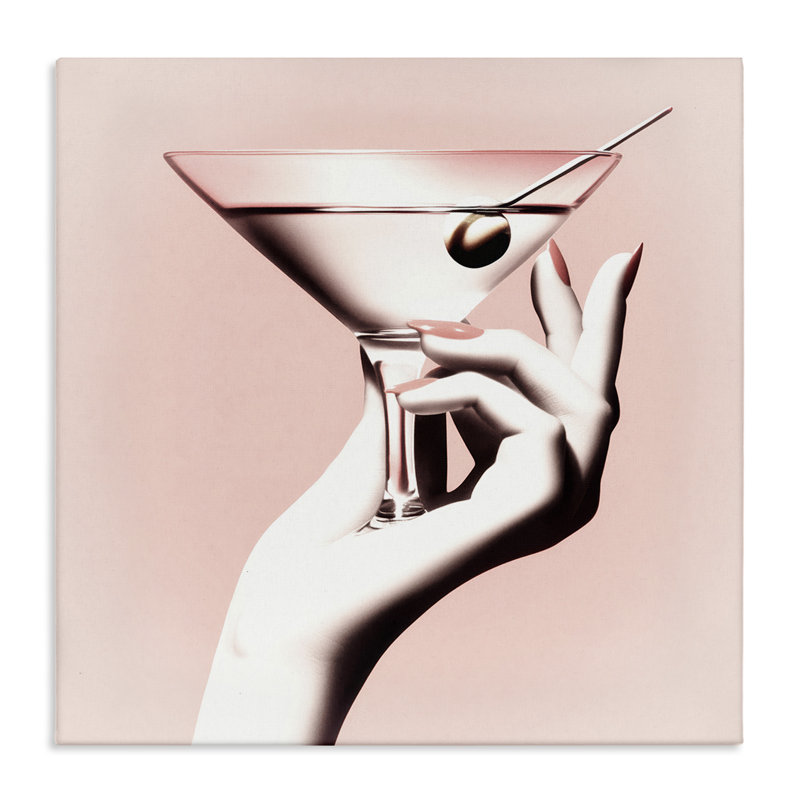 Art mural sur toile Martini Stirred Pink, design par Sophie 6, H 24 po x l 24 po
