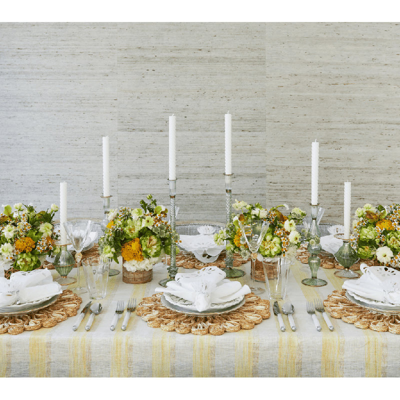 Broad Stripe Tablecloth, Yellow Striped