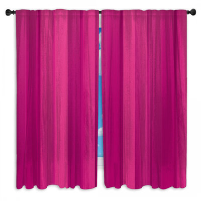 Pink Wooden Stripes Window Curtains  Stripes Sheer & Room Darkening - 2 Panels