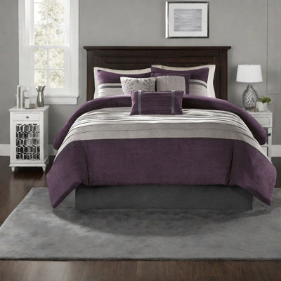 Luxurious Faux Suede Bedding Sets, Purple Polyester Comfort, Home Elegance