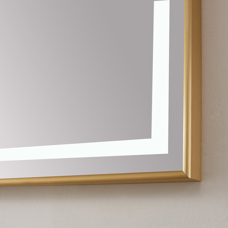 Miroir de salle de bain lumineux, Cadre doré brossé