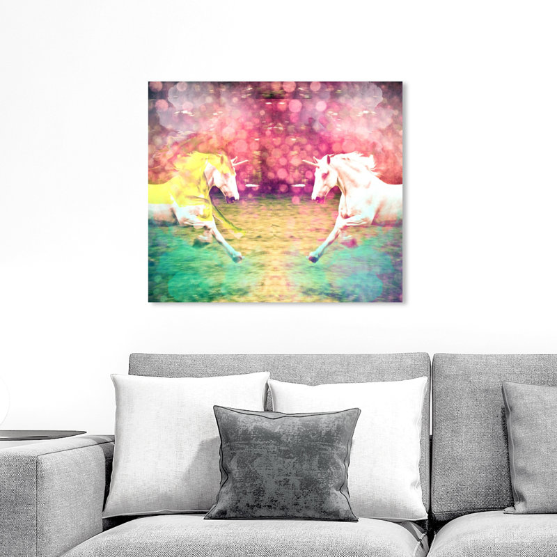 Burst Creative Unicorns Dusk - impression sur toile tendue, H 28 po x l 24 po