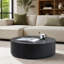 Table basse ronde moderne de 90 cm (35,43 pouces) en MDF, idéale pour le salon ou un appartement. Montage facile. Couleur : noir.