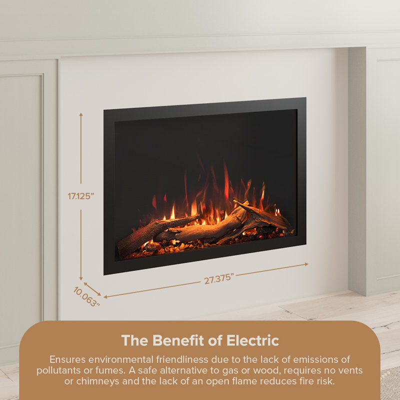 Highmark Traditional Electric Fireplace Insert Heater, WiFi, Google & Alexa Compatible, Logs & Crystals, 17.12" H x 26" W