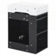 Meuble-lavabo compact avec lavabo en céramique, porte à motif de losanges et petite armoire moderne avec poignées dorées-793947633