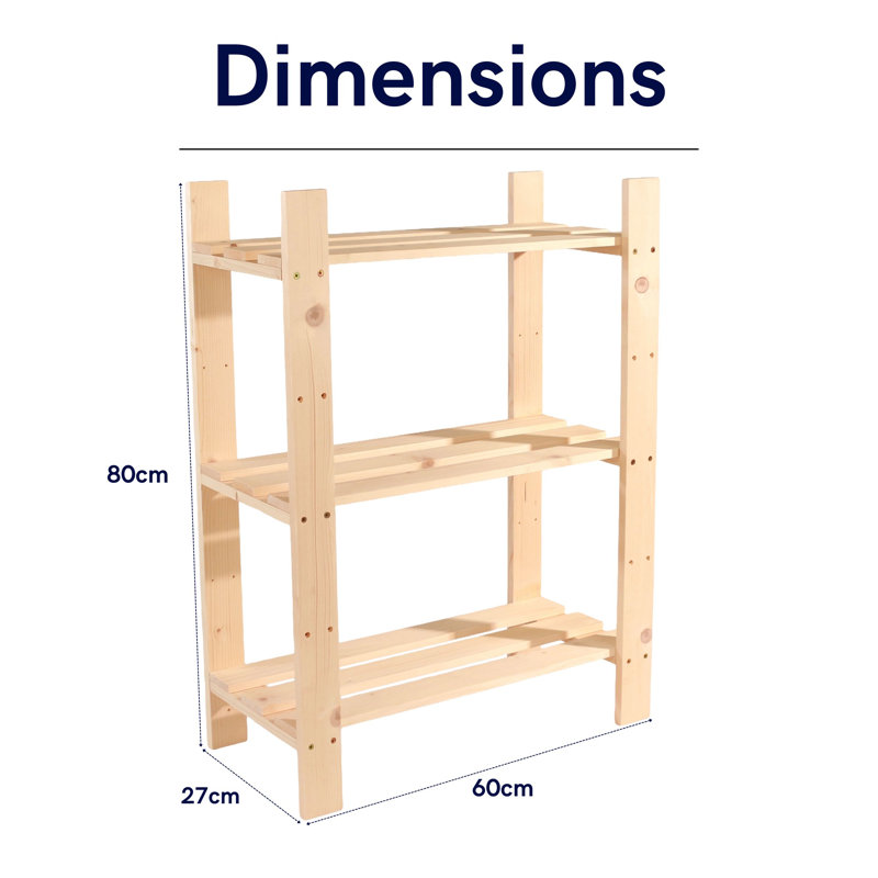3-Shelf Utility Rack Storage Unit, Pre-sanded, 80cm H x 60cm W x 27cm D